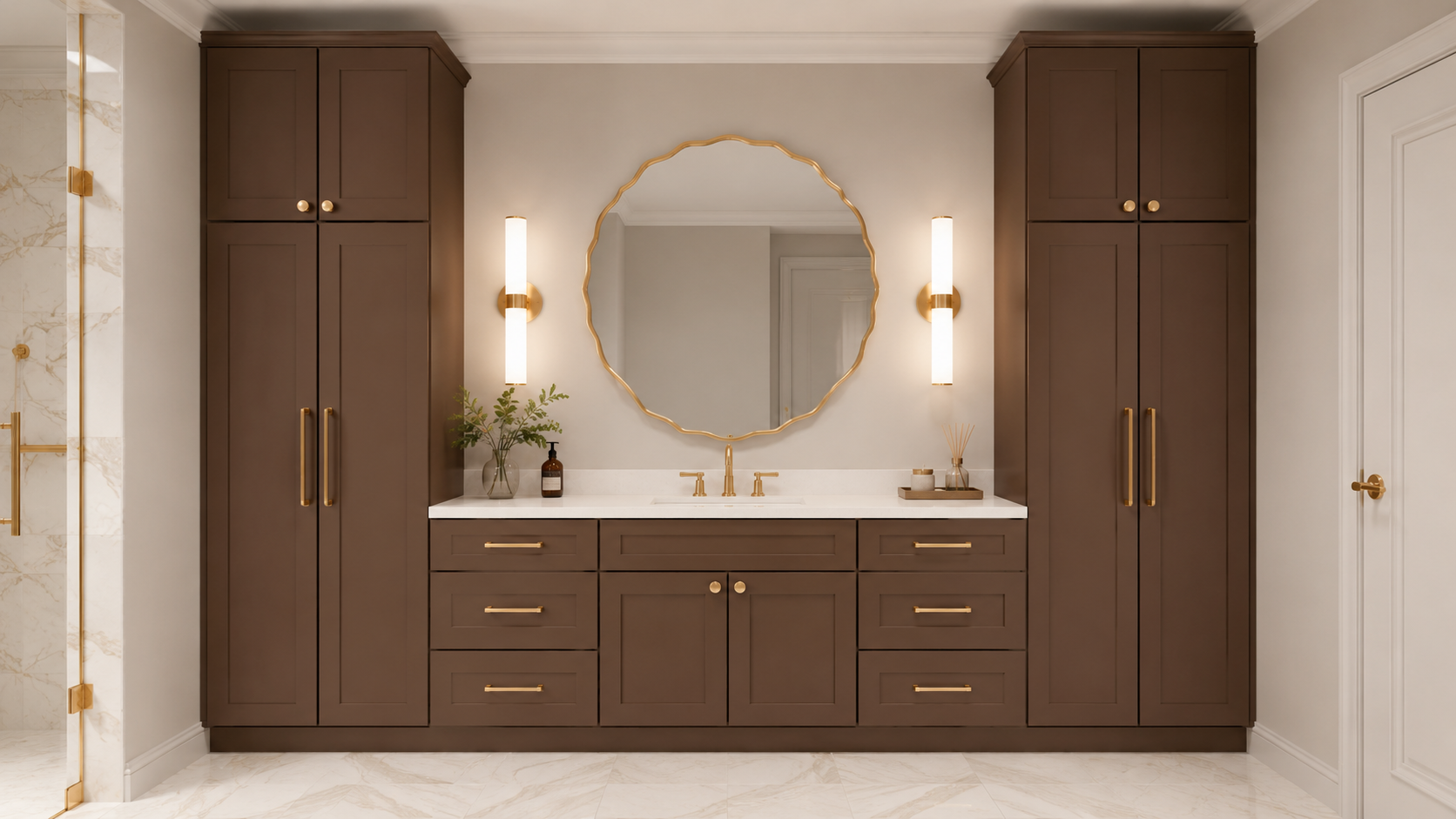 Kahverengi Banyo Dolabı